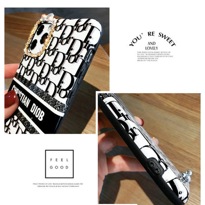 Luxury letter hair ball lanyard phone case