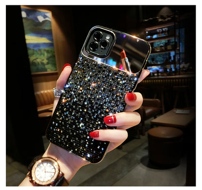 Gradient rhinestone mirror phone case