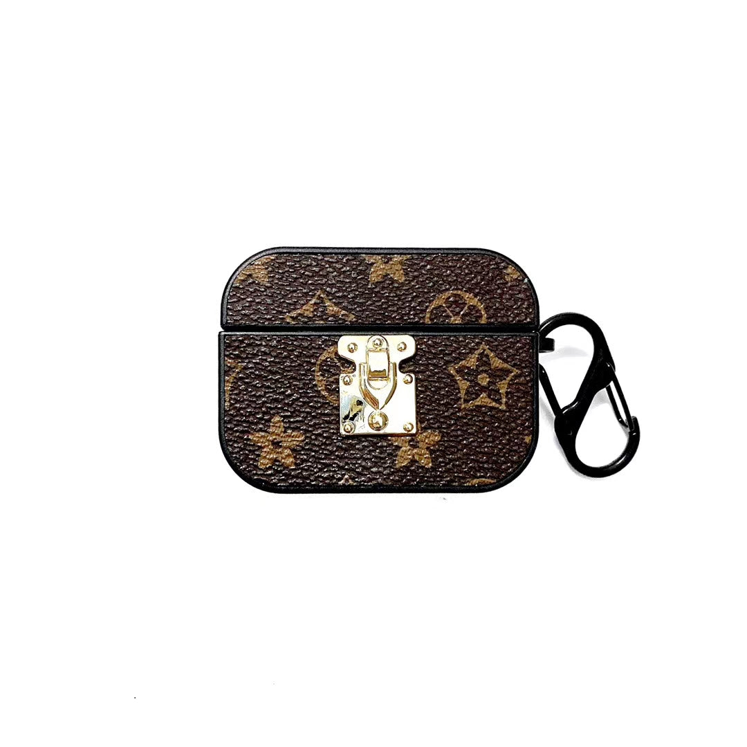 Retro flower  leather Airpods case