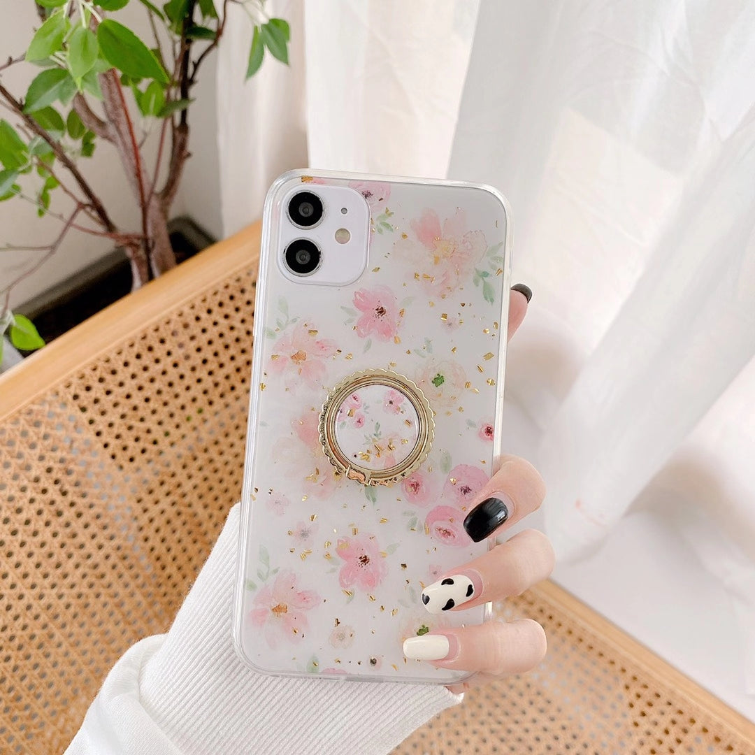 Small floral gold foil phone case