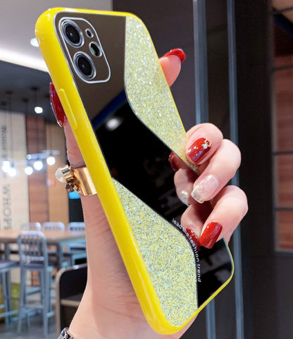 Glitter makeup mirror phone case