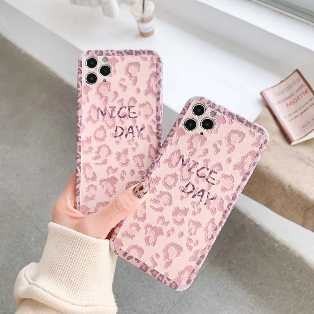 Fashion pink leopard print phone case