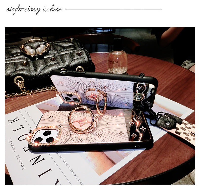 Diamond makeup mirror phone case for huawei