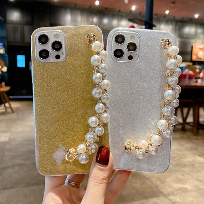 Glitter pearl bracelet phone case for iphone