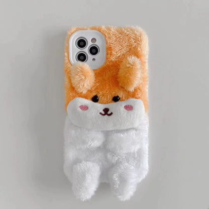 Cartoon puppy plush phone case