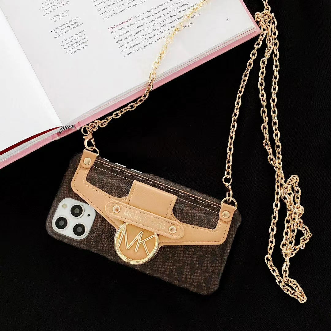 Diagonal chain card case phone case