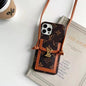 Luxury letter printing  leather card crossbody phone case for iphone