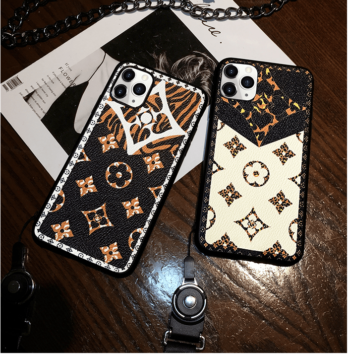 Tide Brand Lanyard Texture Leather Phone Case - LVCASE
