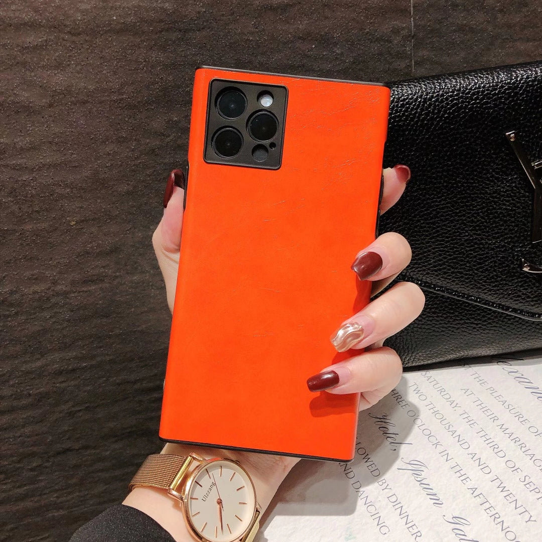 High-end leather simple square phone case