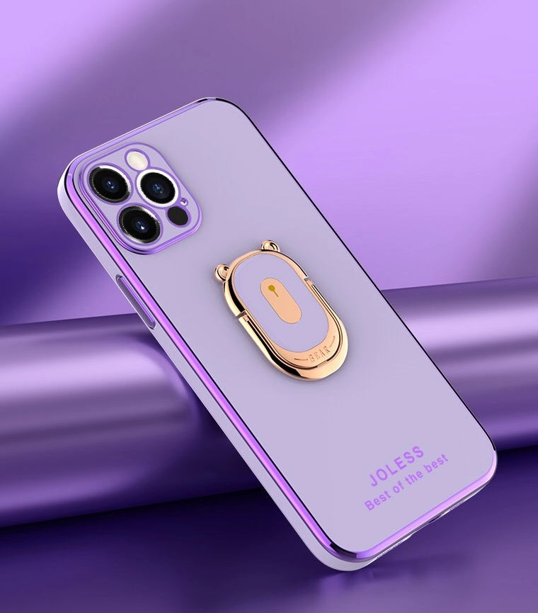 Electroplating bear Bracket phone case