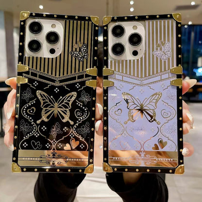 Luxury  butterfly Square Phone Case for iPhone