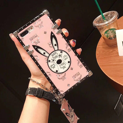 Luxury rabbit square phone case for iPhone