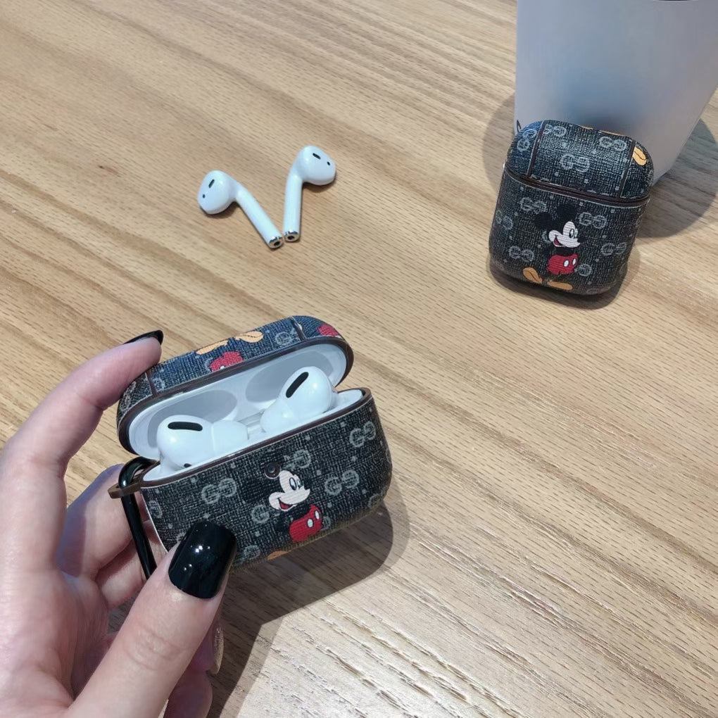 Retro Mickey Mouse leather Airpods case