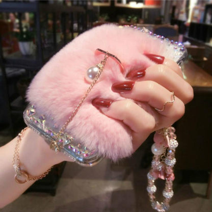 Rabbit hair rhinestone phone case for Samsung