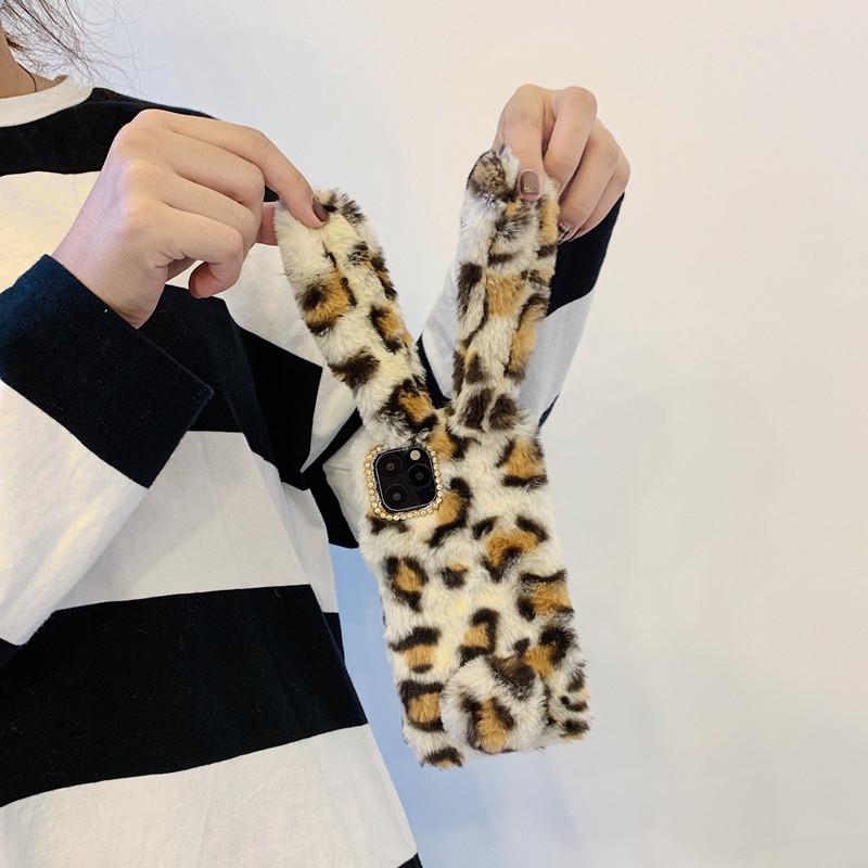 Leopard rabbit plush phone case for samsung