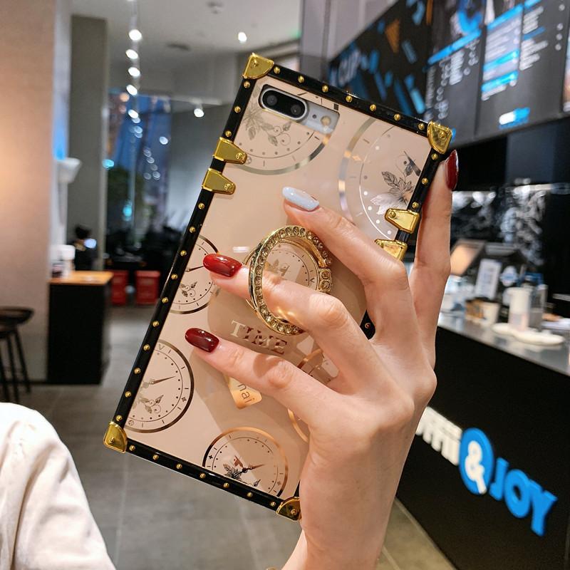 Square clock  phone case with lanyard