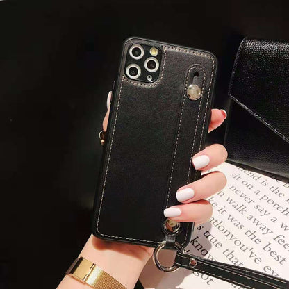 Leather wristband lanyard phone case