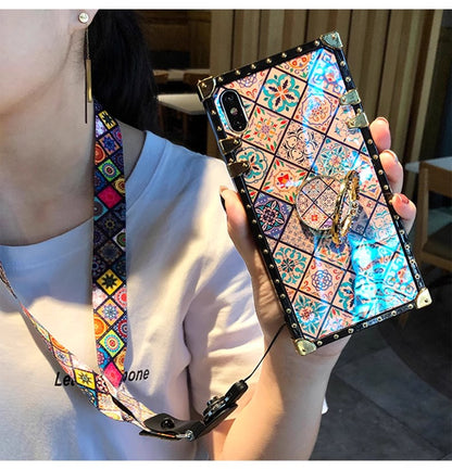 Retro Blu-ray bracket lanyard phone case for huawei