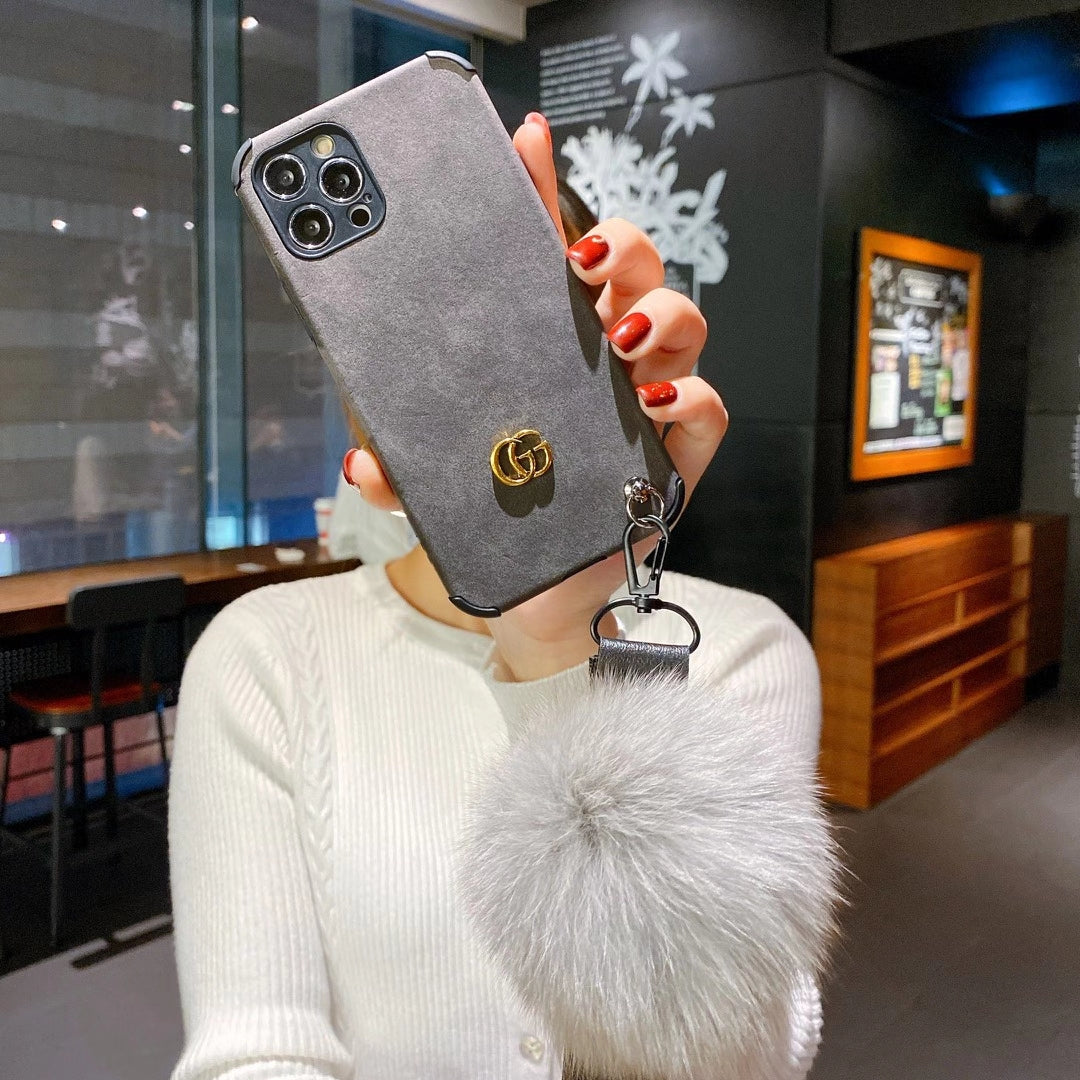 Frosted flannel fur ball phone case