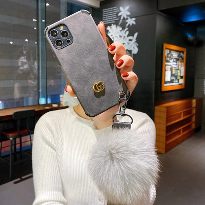 Frosted flannel fur ball phone case