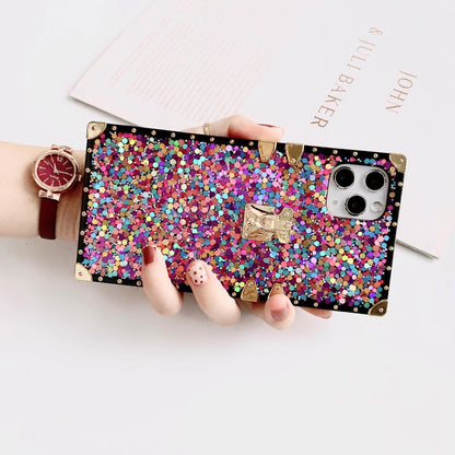 shiny sequined square phone case for samsung