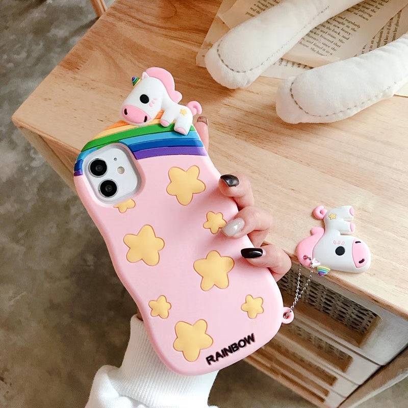 Cartoon prone pony silicone  phone case