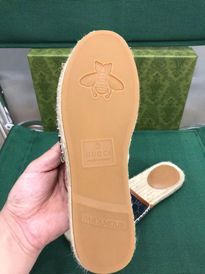 G Slides - Wheat [Denim/Gold Buckle]