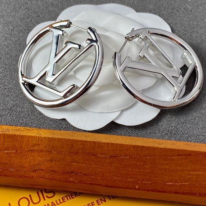 L v earrings silver