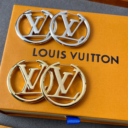 L v earrings silver