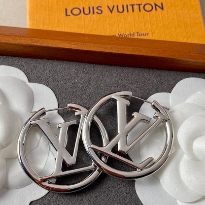 L v earrings silver