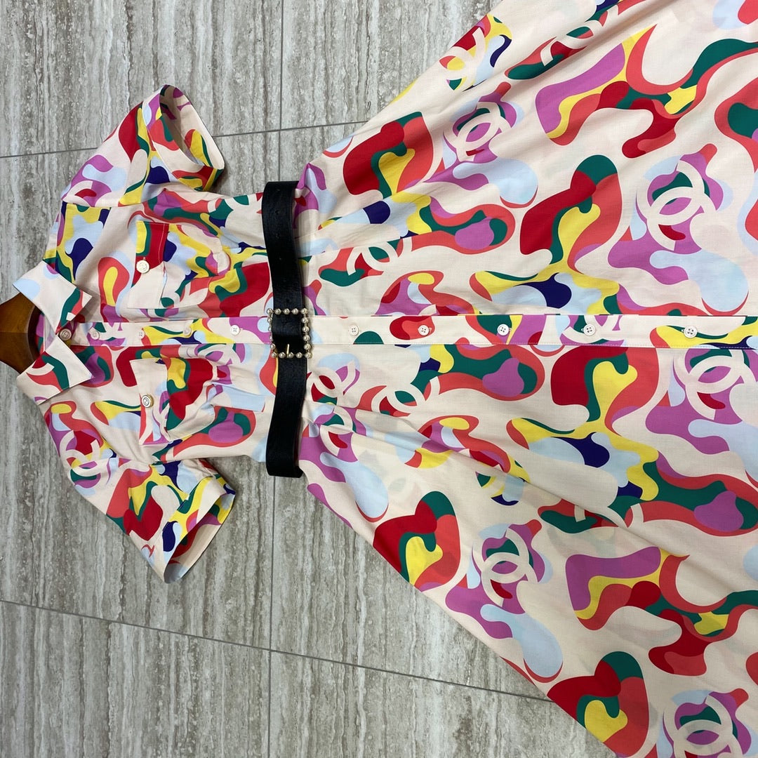 Shredded flowers at waist dress