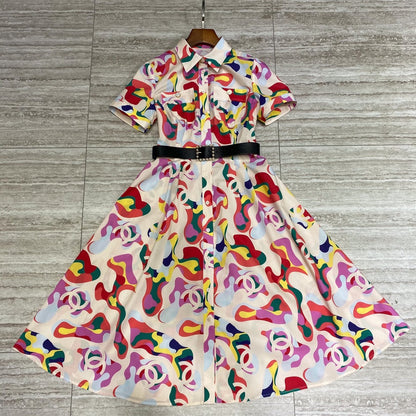 Shredded flowers at waist dress