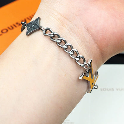 L v silver bracelet
