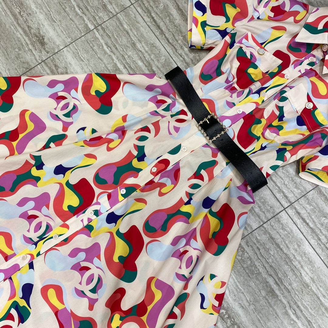 Shredded flowers at waist dress