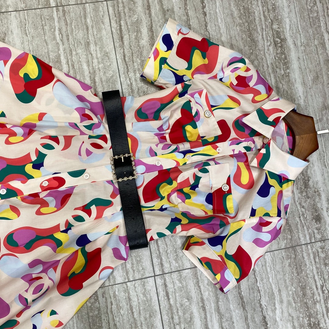 Shredded flowers at waist dress