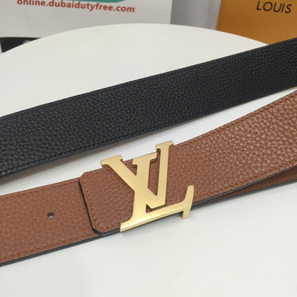 L V Belt - Brown & Gold