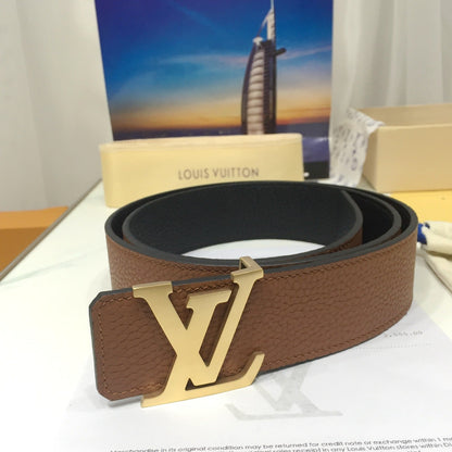 L V Belt - Brown & Gold