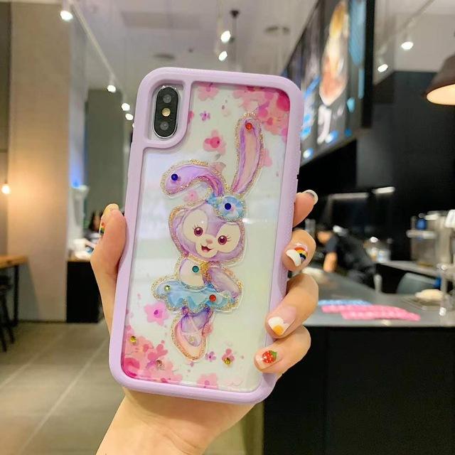 Cute Duffy bear stellalou transparent Phone Case For iPhone 8 7 Plus 11 Pro X XS Max XR Ballet rabbit Luxury diamonds back cover - LVCASE